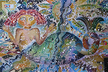 картина русалка роспись на шелке