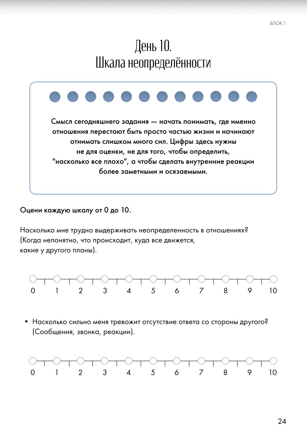 Страница тетради: день 10, шкала неопределённости