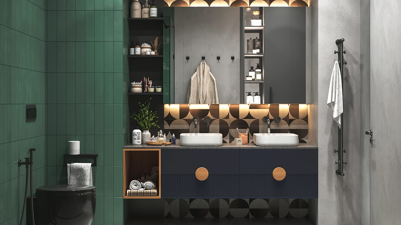 Как будет смотреться интерьер ванной комнаты в стиле модерн?