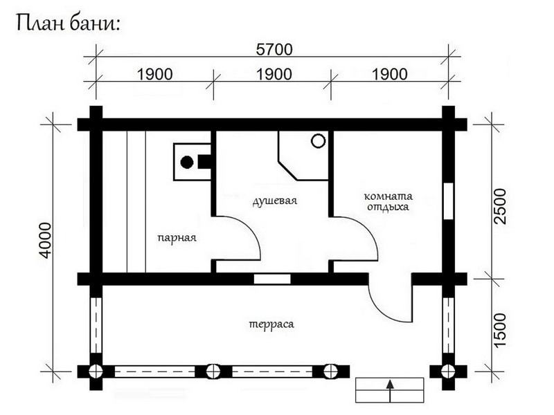 Размеры бани 4 на 4 чертеж