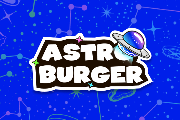 Брендинг для бургерной Astro Burger: логотип, фирменный стиль, упаковка, космическая стилистика