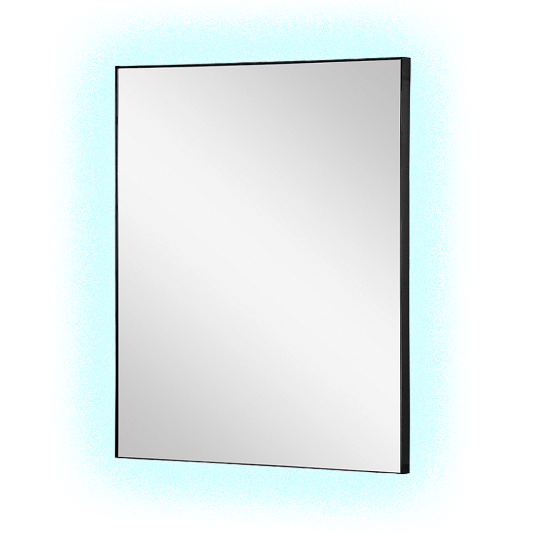 Прямоугольное зеркало в тонкой серебристой раме Инфинити Блэк с .