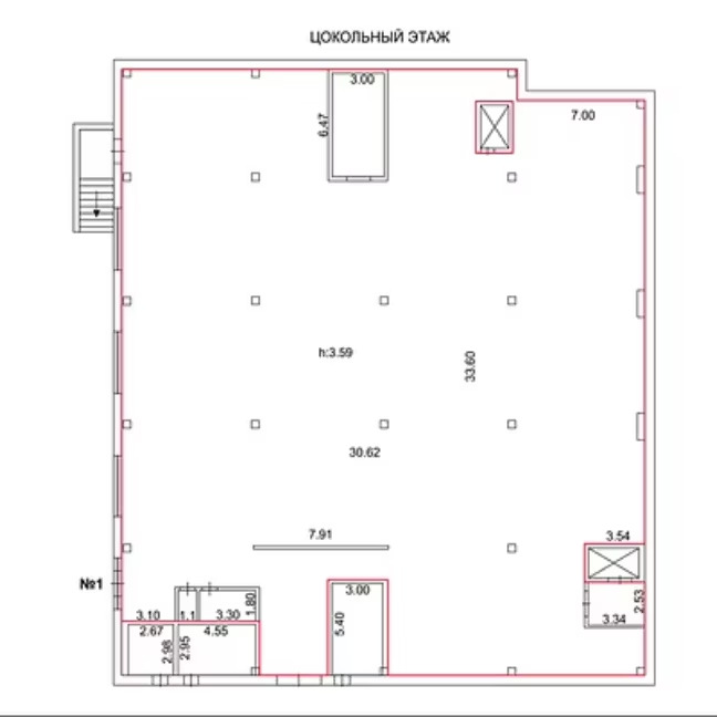 План цокольного этажа — 1000 м²