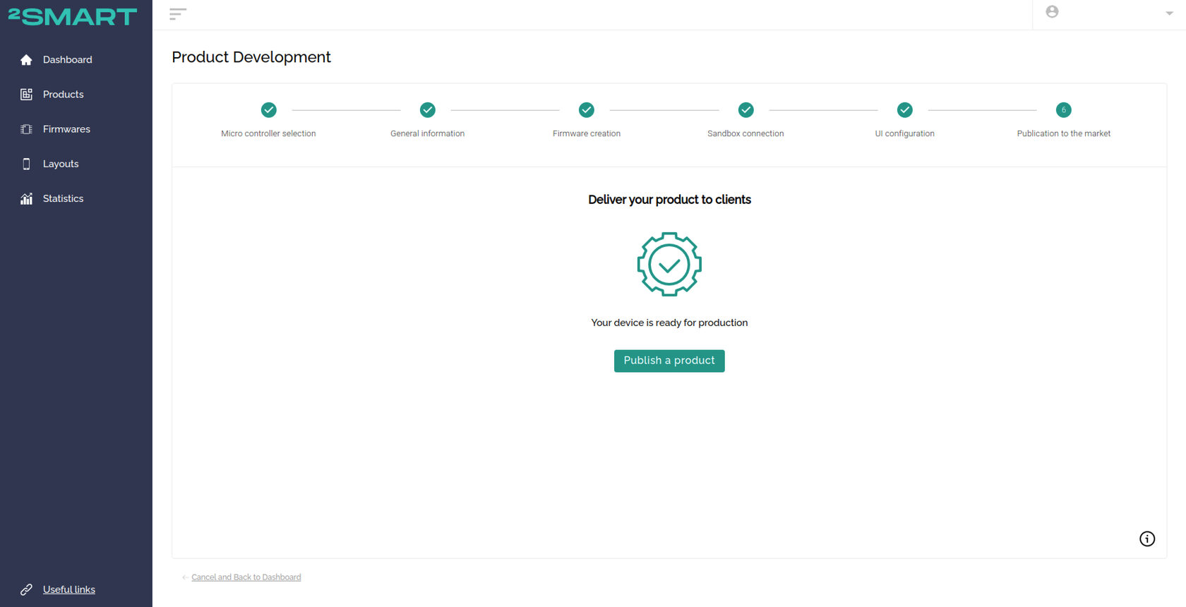 The device publication screen in the market