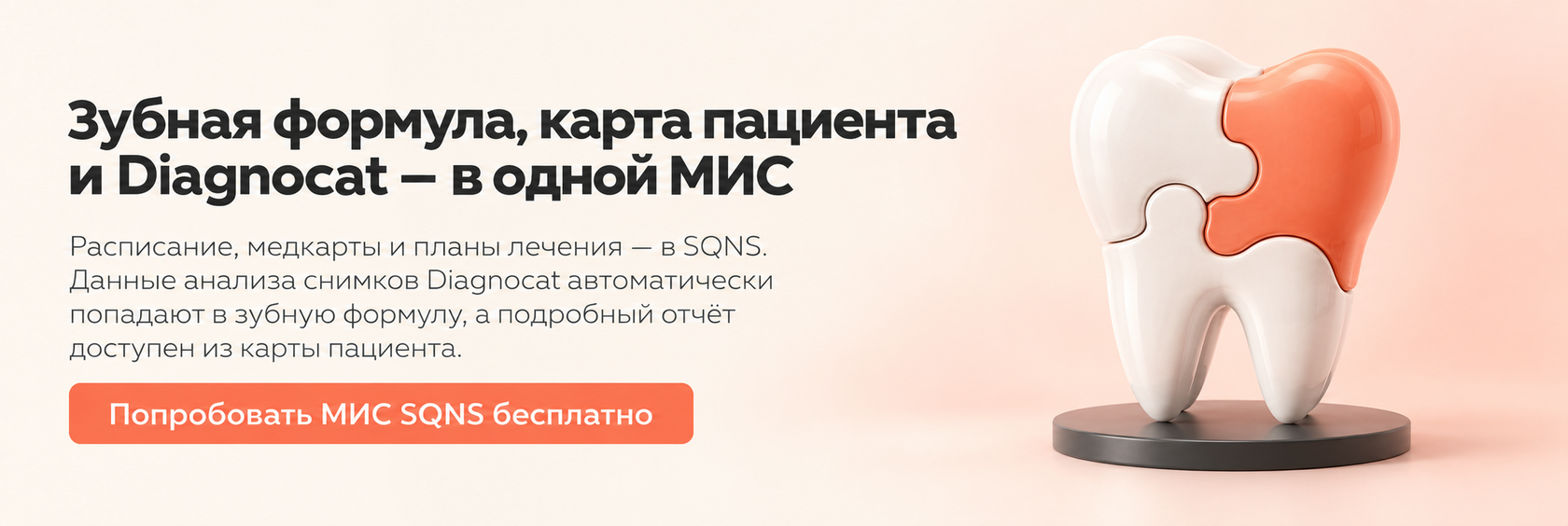 Зубная формула, карта пациента и Diagnocat — в одной МИС. Попробовать МИС SQNS бесплатно