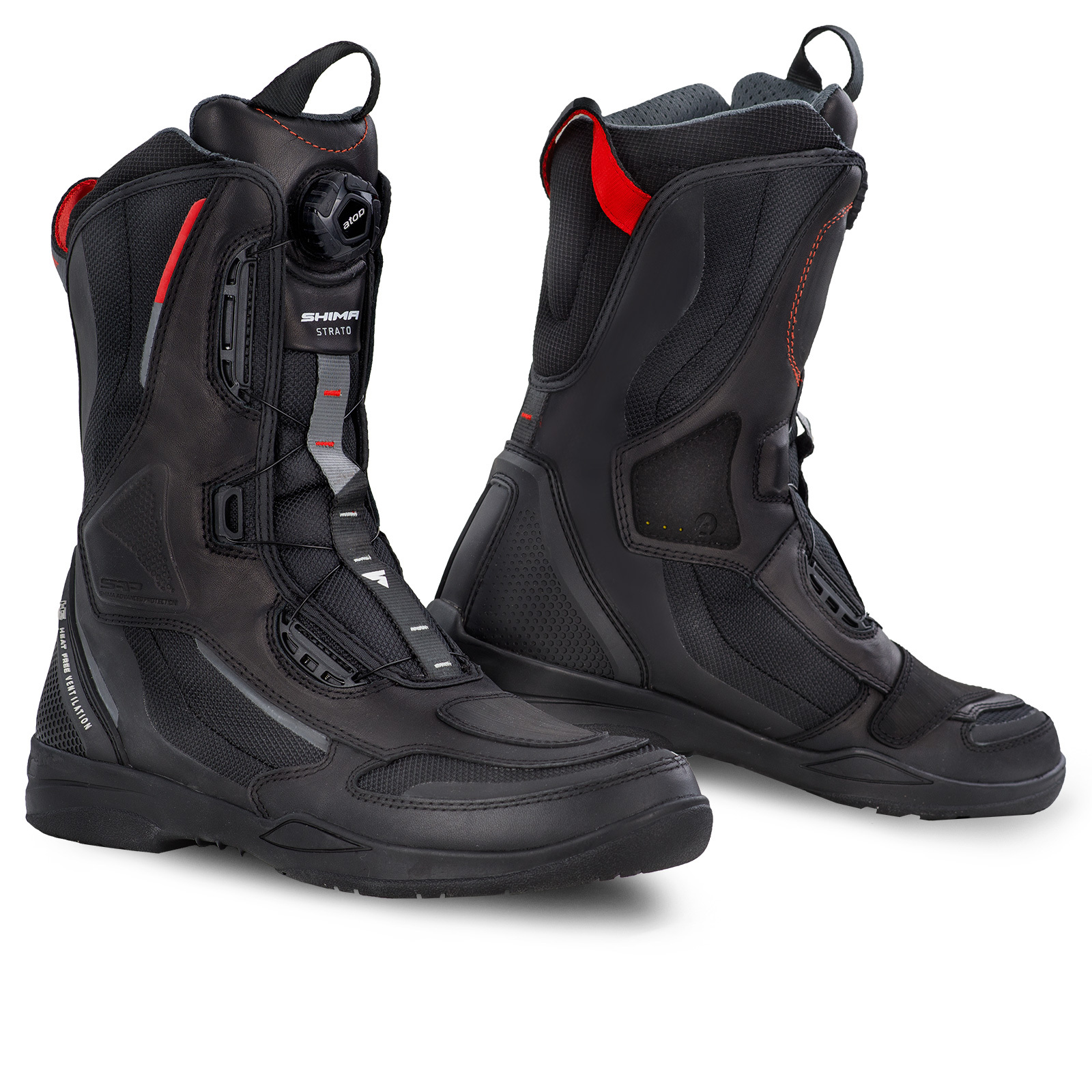 Высокие мотоботы SHIMA STRATO Men Black, чёрный — мотомагазин на Лиговском, 50Ф