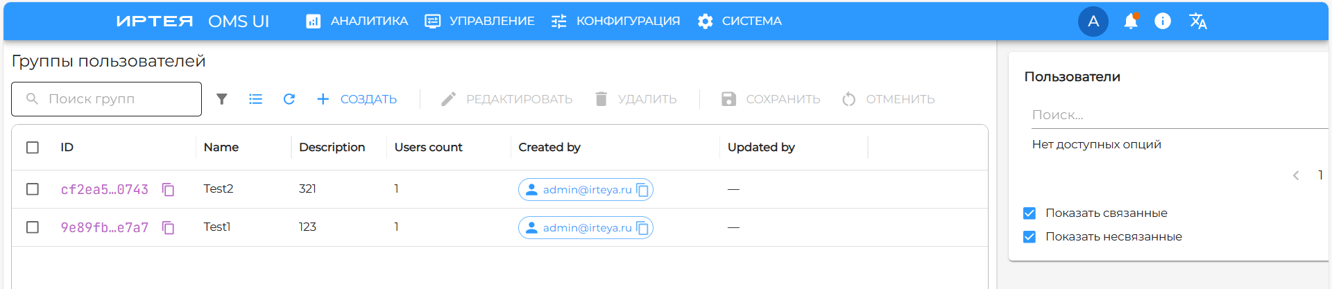 Рисунок 61 — Список групп пользователей