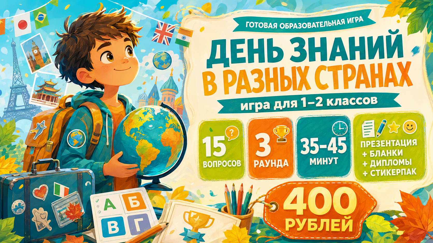 Обложка игры День знаний в разных странах для 1-2 классов