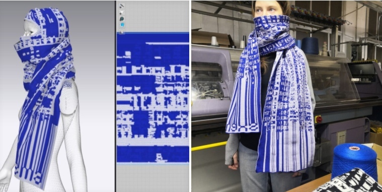3D-визуализация шарфа и сравнение его с физическим, уже отвязанным продуктом