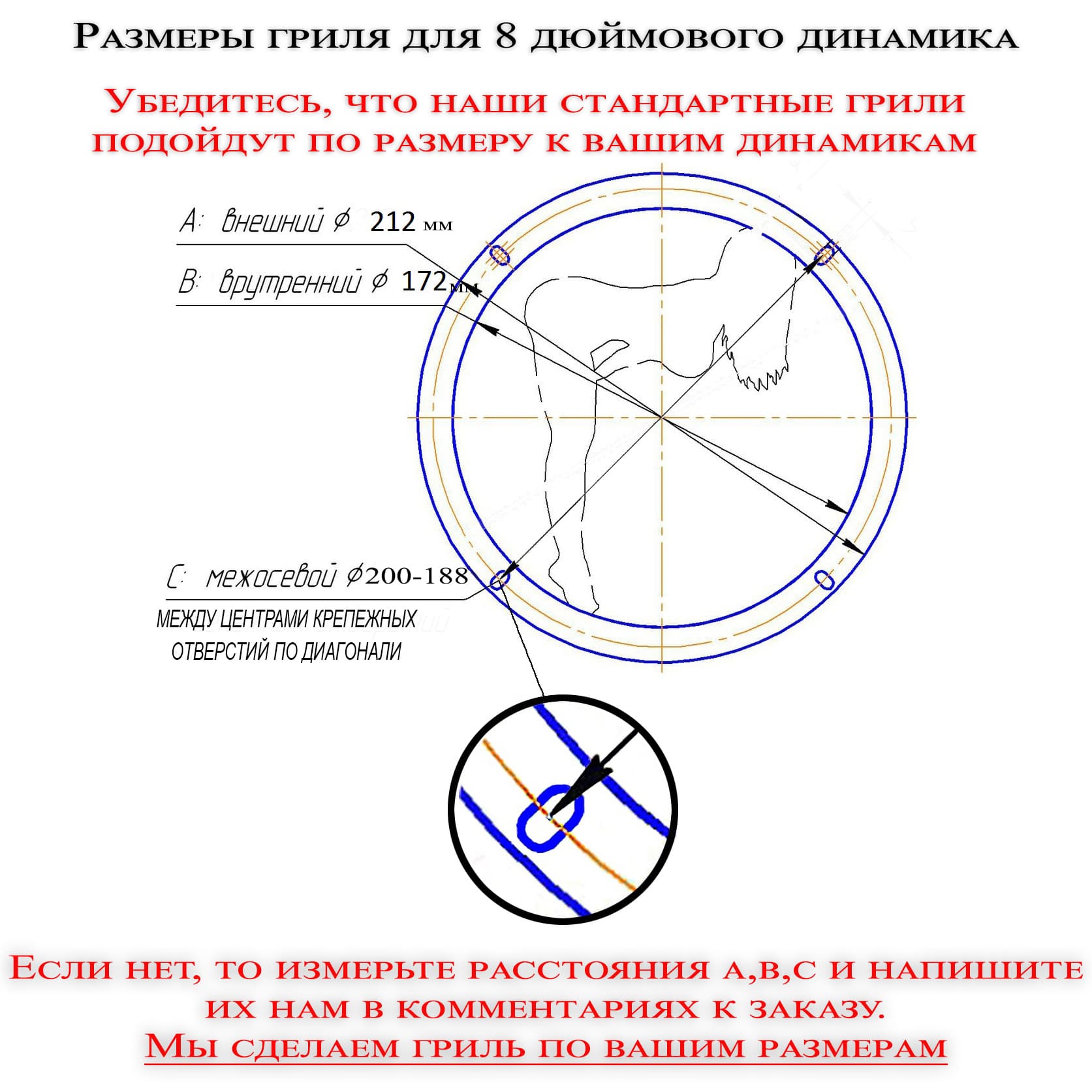 Грили для динамиков чертеж