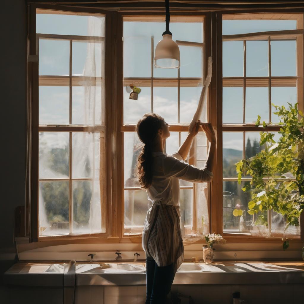 woman washing her windows