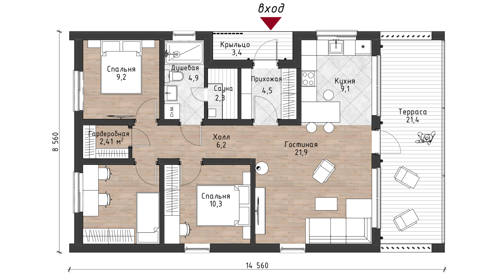 Дом ТИП3-2с-116 1 этаж