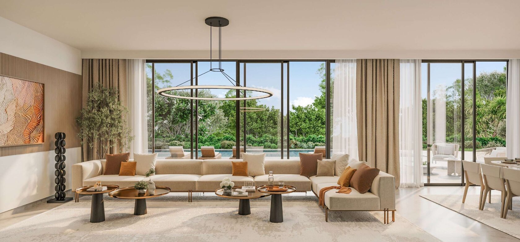 Внутренняя отделка гостиной — Tbilisi Waterfront, визуализация проекта.