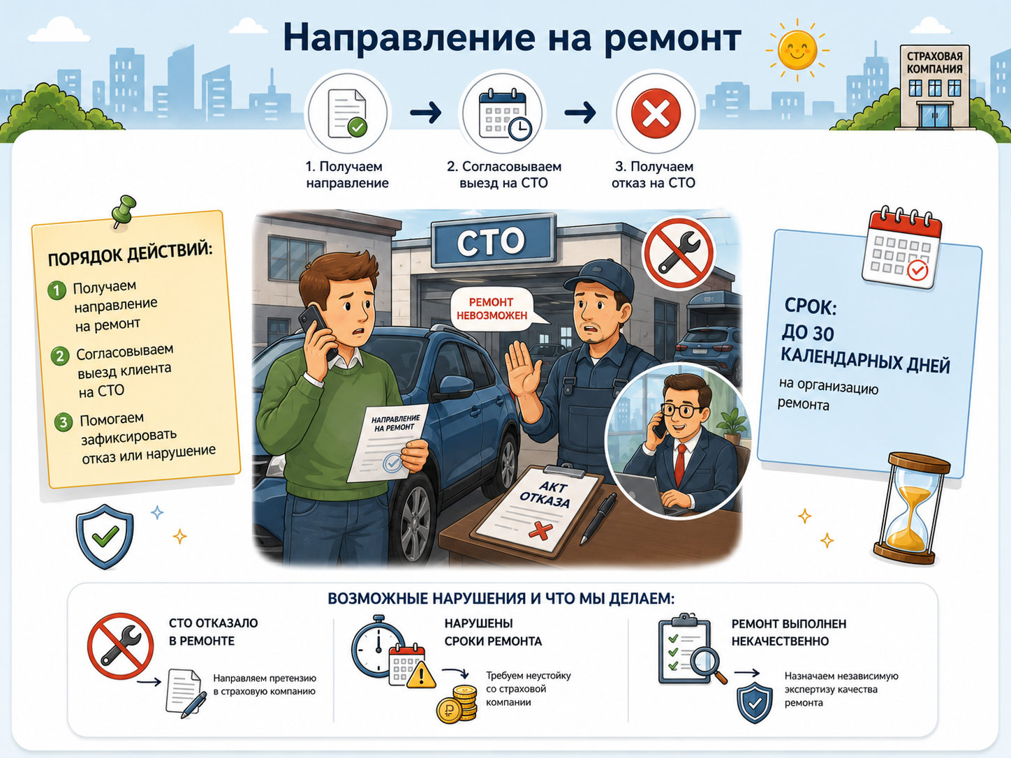 Направление автомобиля на ремонт после ДТП