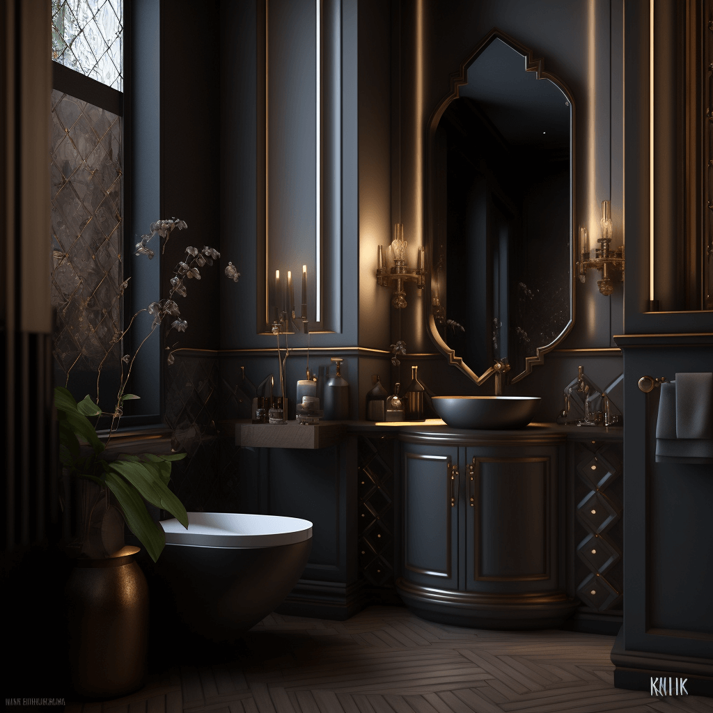 A realistic, 3D model of a sophisticated bathroom, created with KeyShot's intuitive tools