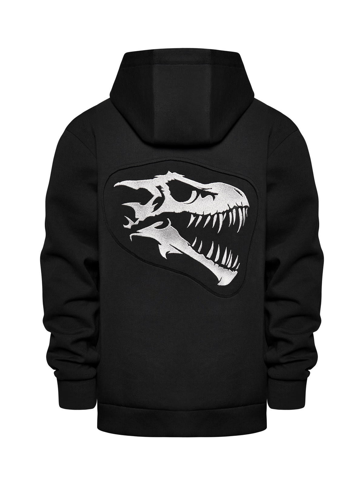 вышивка на спине черной толстовки 