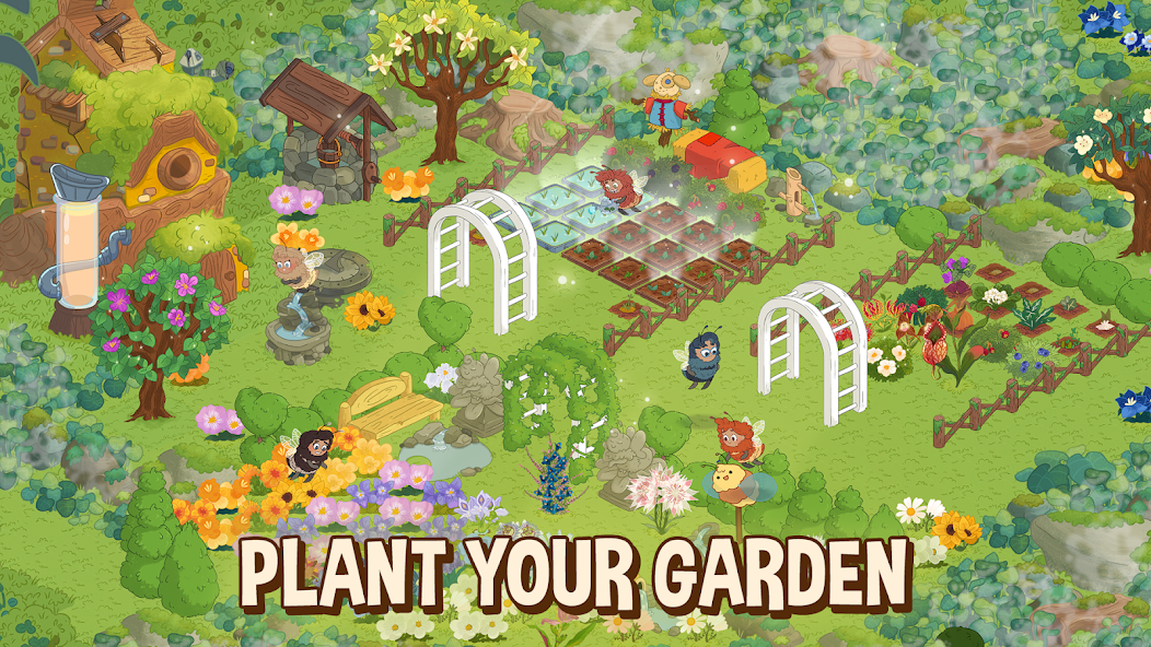 Honey Grove, a cozy gardening game where a crew of bees helps you restore a wildflower garden