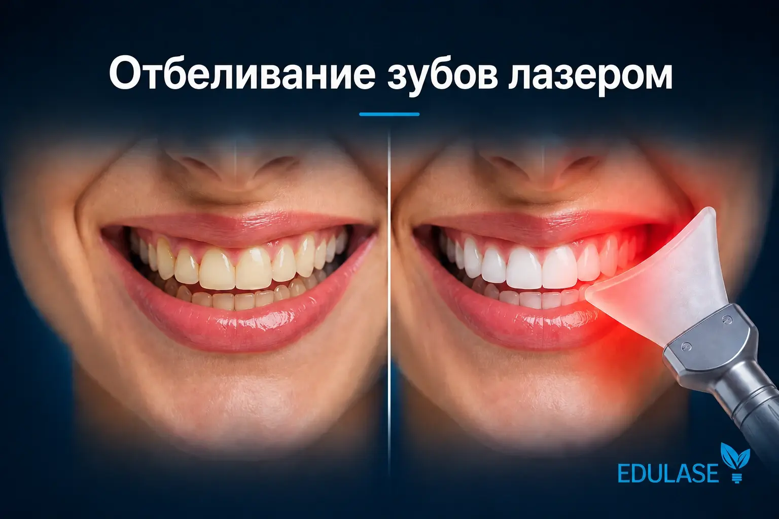 Лазерное отбеливание зубов у стоматолога – активация геля лазером