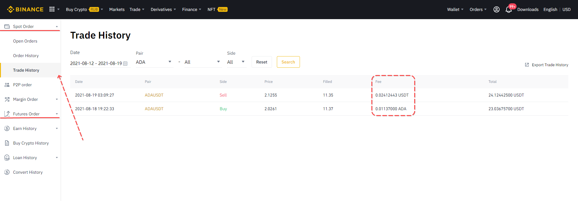 Binance Purchase Fees