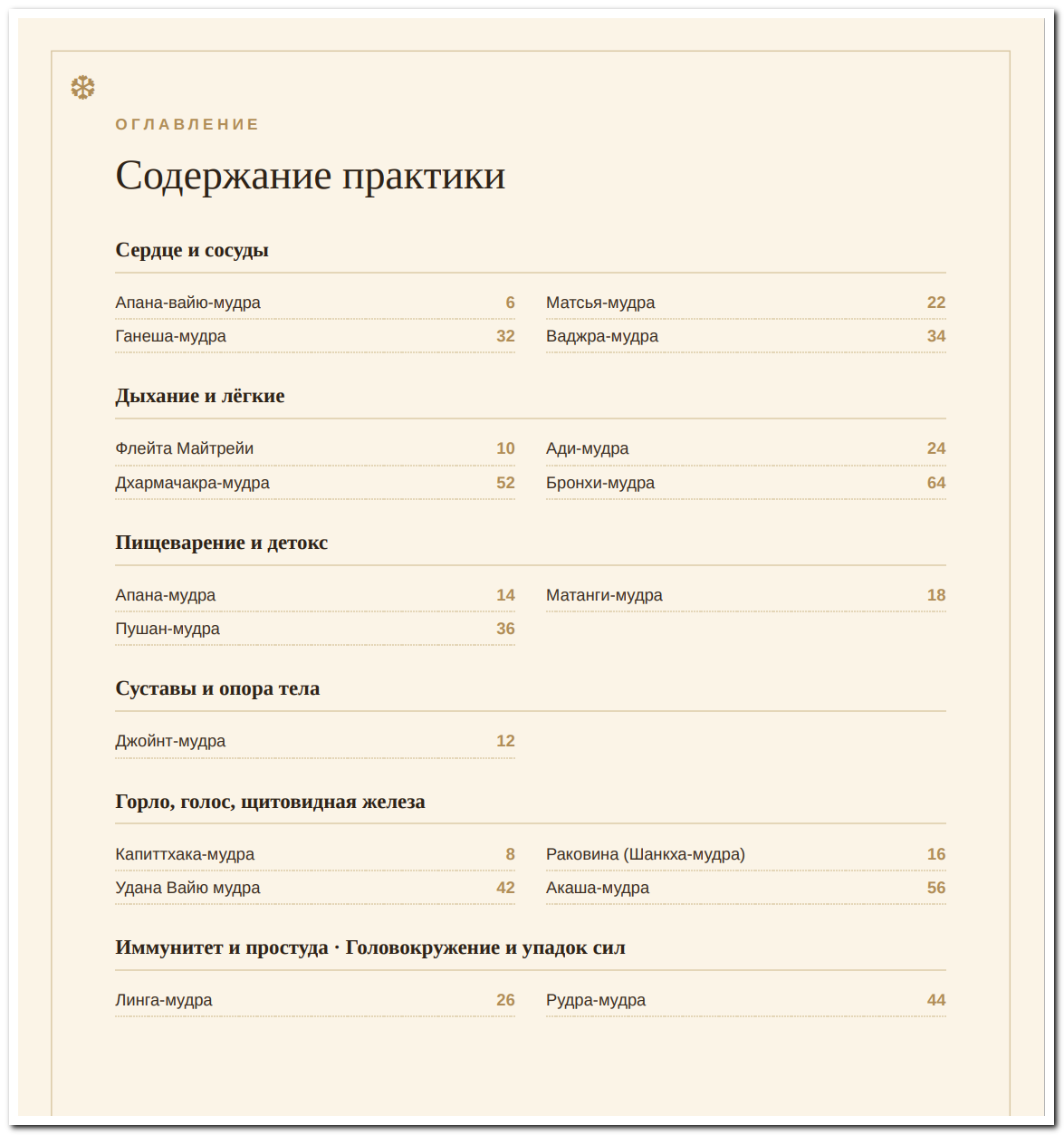 Страница с описанием мудры