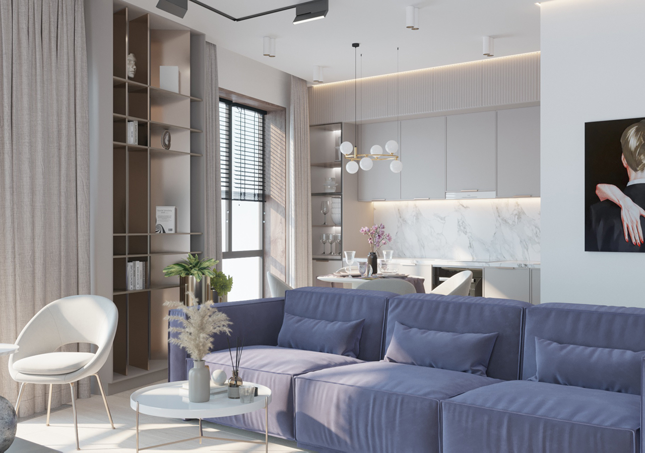 Жилой комплекс бизнес-класса "Wellton Towers", дизайн-проект квартиры 60 кв.м.Студия дизайна интерьеров StartDesign.
