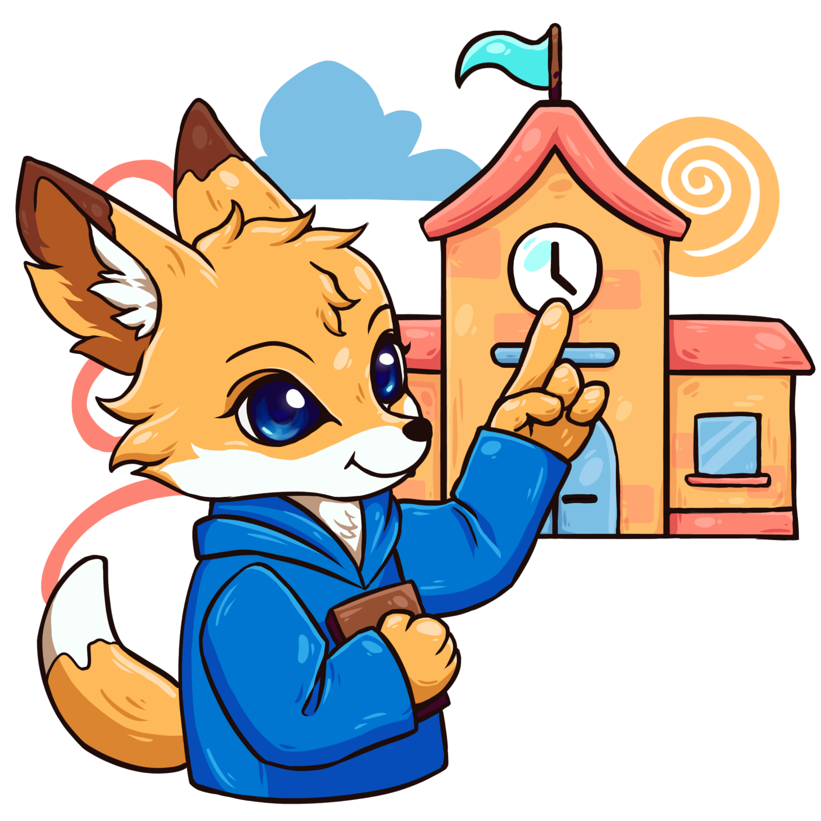 Лис фенёк у школы, иллюстрация