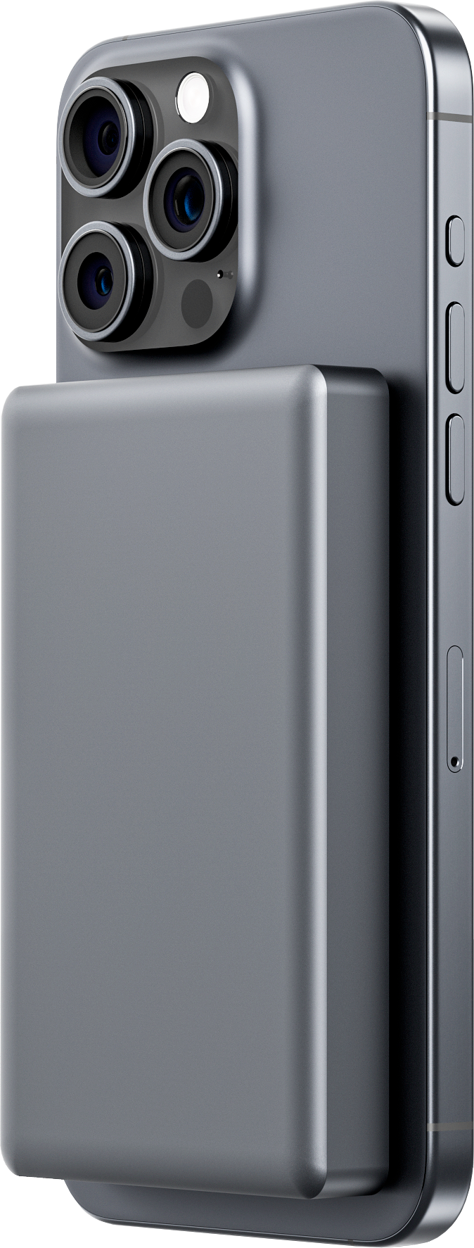 Внешний аккумулятор Cabal Premium CP-MSB-151-10 на iPhone — показана толщина и плотное магнитное крепление