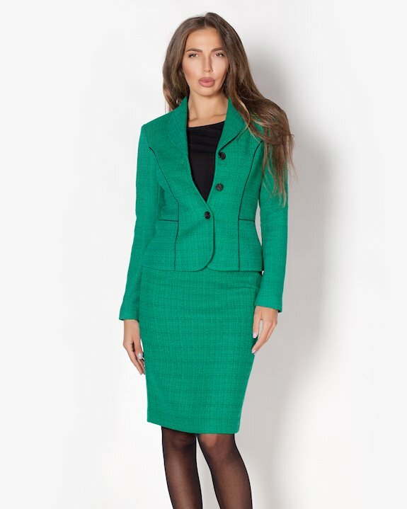 Дамско сако и пола в актуален зелен цвят
