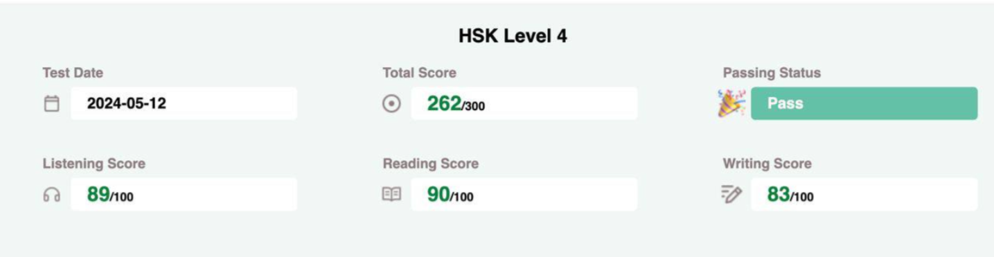 Сертификат HSK ученика Kitai School