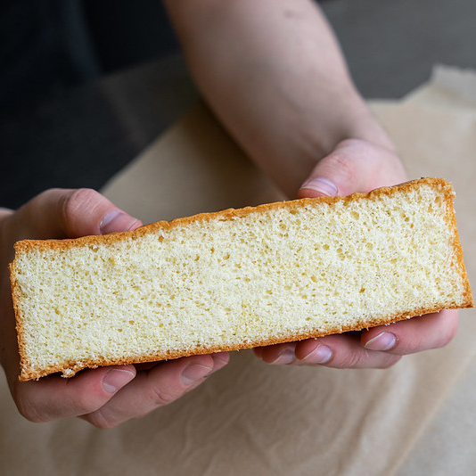 a tall and airy gluten, lactose and sugar free sponge