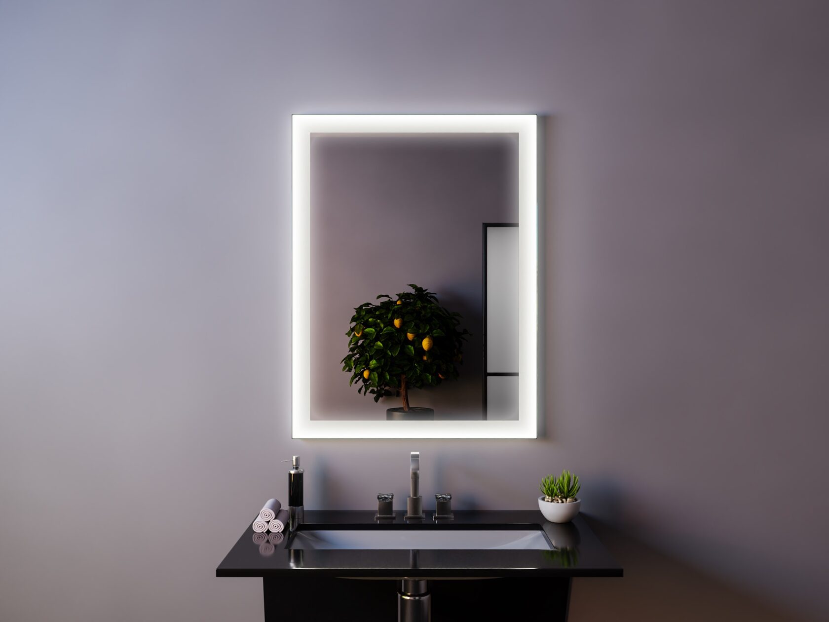 Прямоугольное зеркало для ванны