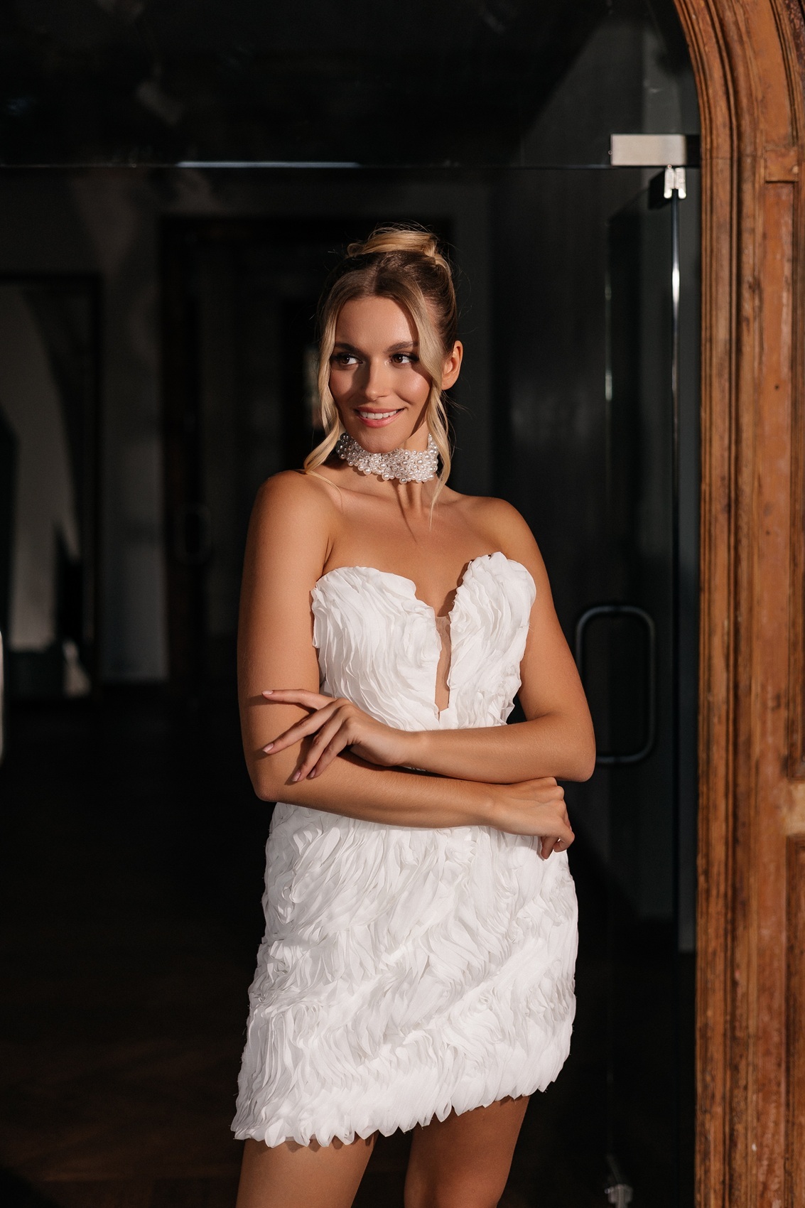 платье свадебное мини стильное