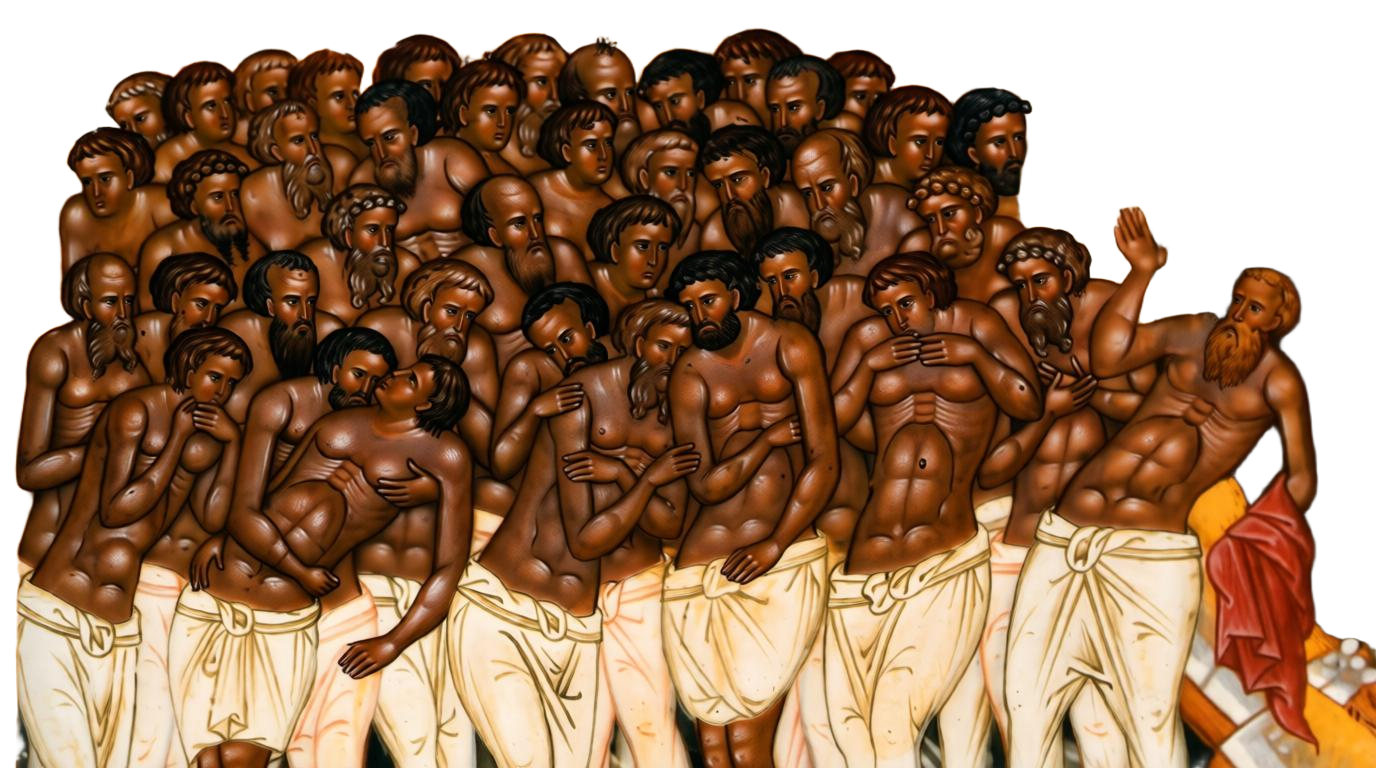 Икона сорока Севастийских мучеников, воины на льду озера