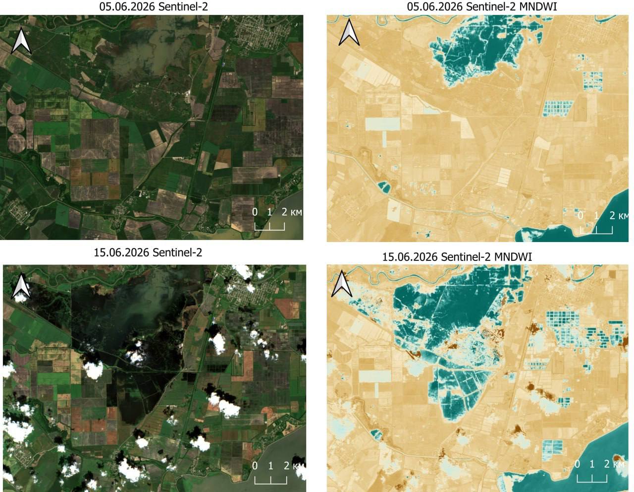 Мониторинг паводков — спутниковые данные Sentinel-2