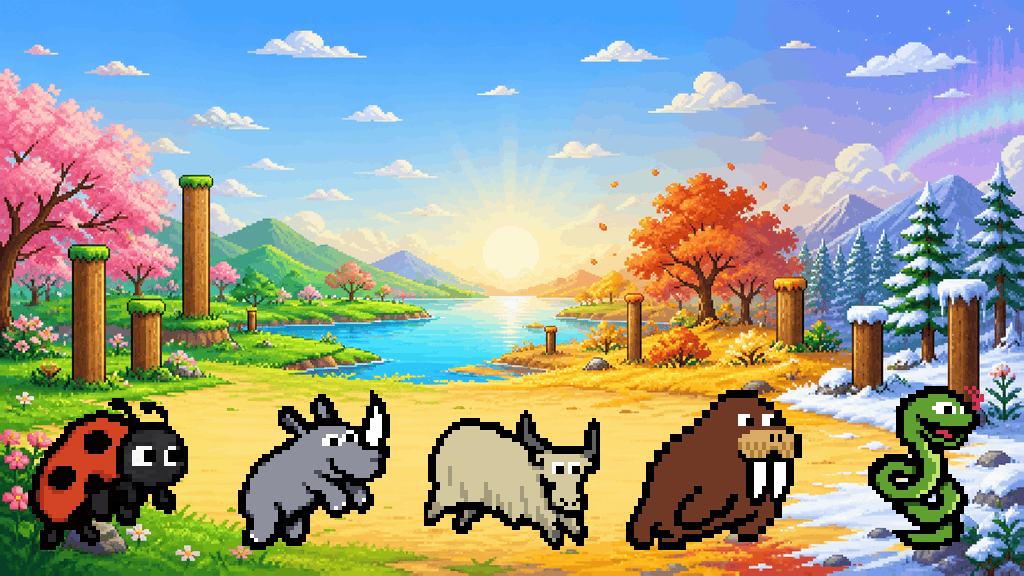Bunny Hop, a pixel-art arcade jumper with charge-and-release controls for iPhone and Android