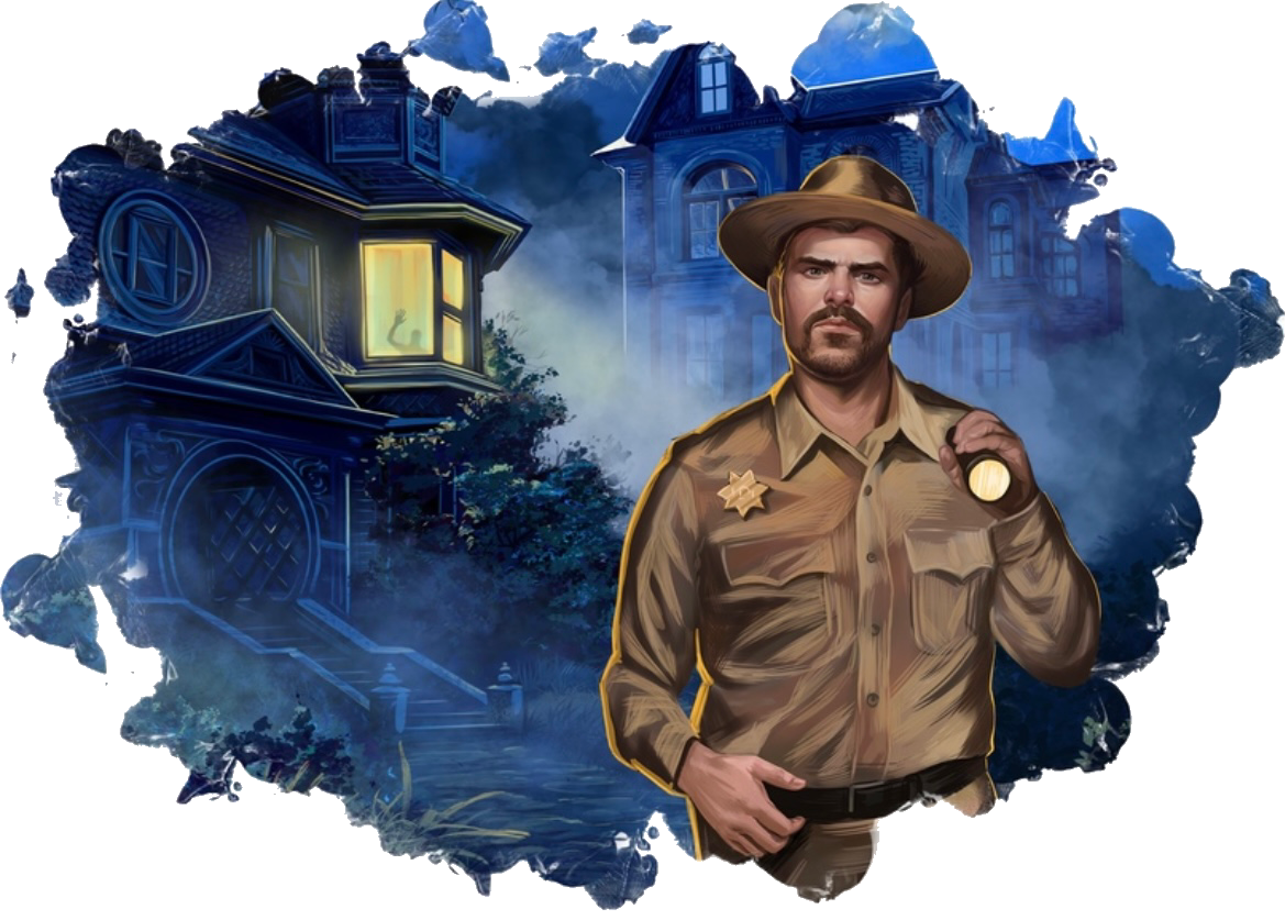 Der Sheriff vor einem Haus im nächtlichen Sidewood