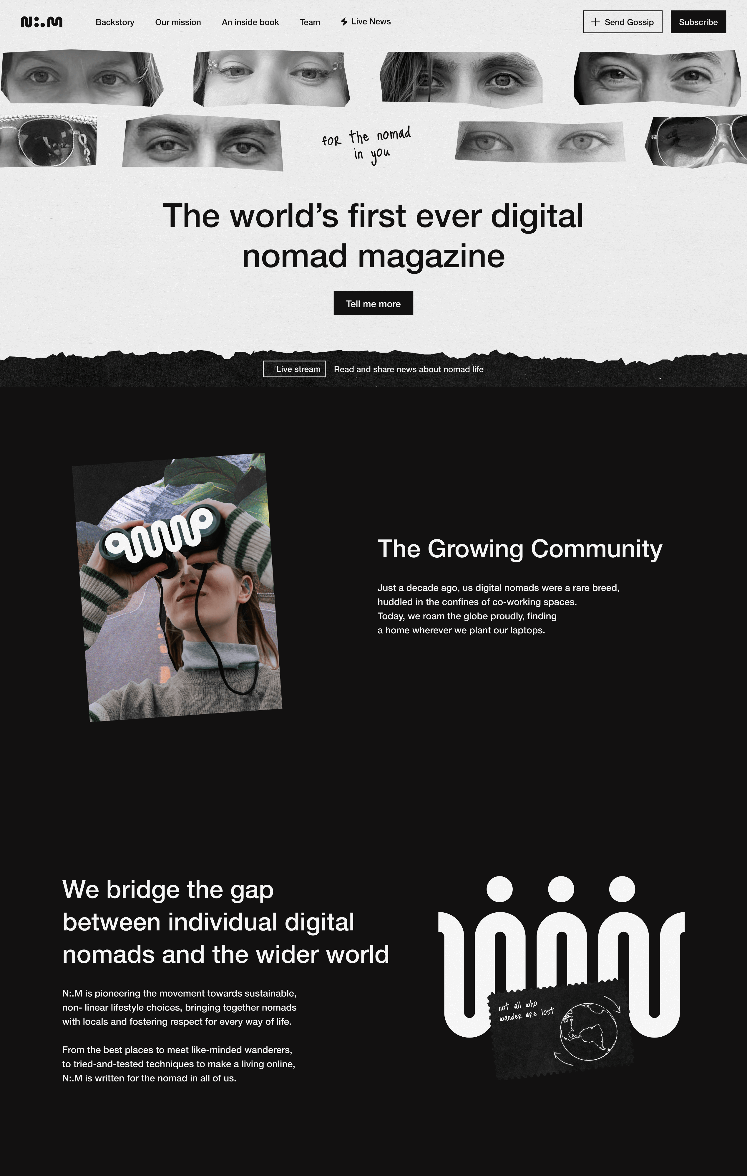 Nomads Gossip Magazine landing page by Curves Digital