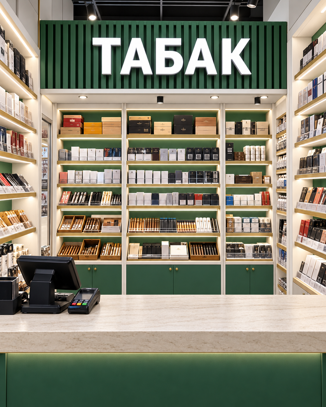 Интерьер специализированного табачного магазина