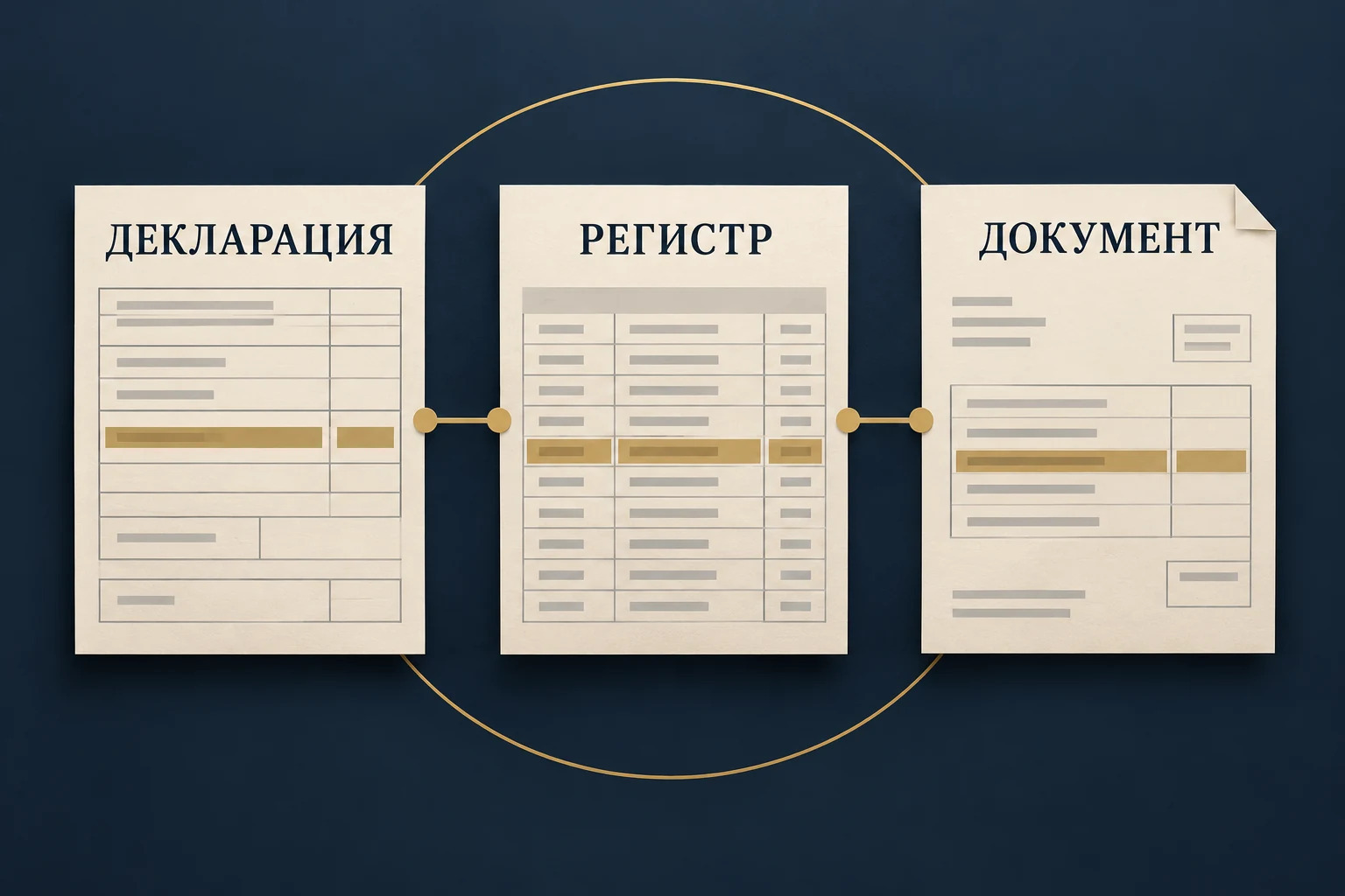 Концептуальная схема сверки декларации, налогового регистра и первичного документа