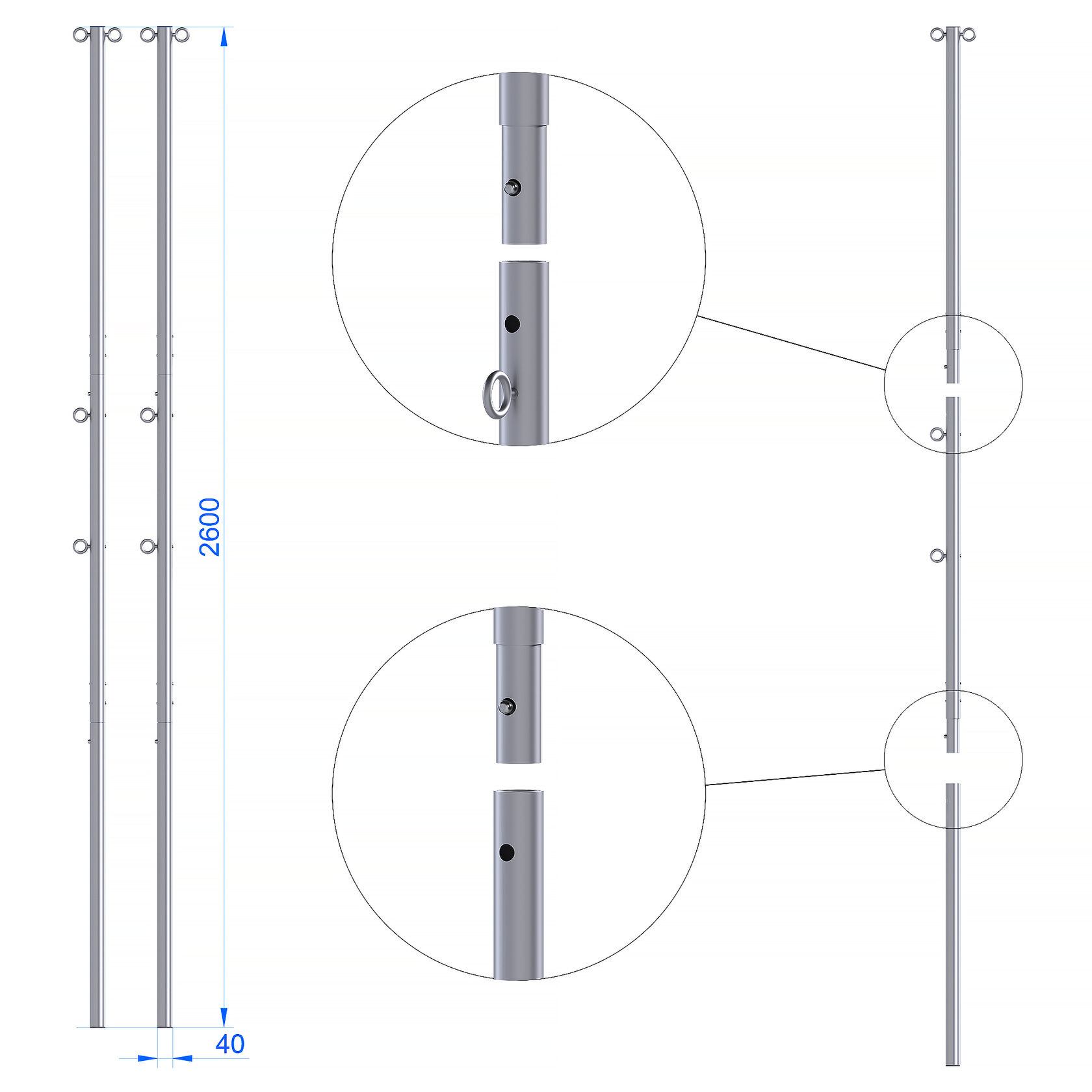сборные алюминиевые стойки для игры волейбол
