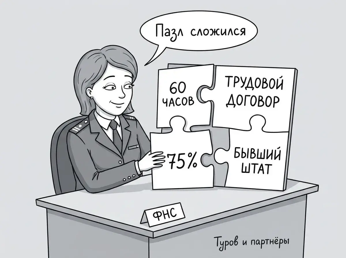 Три сигнала для переквалификации договора с самозанятым: 60 часов, доля 75 процентов, бывший сотрудник в штате