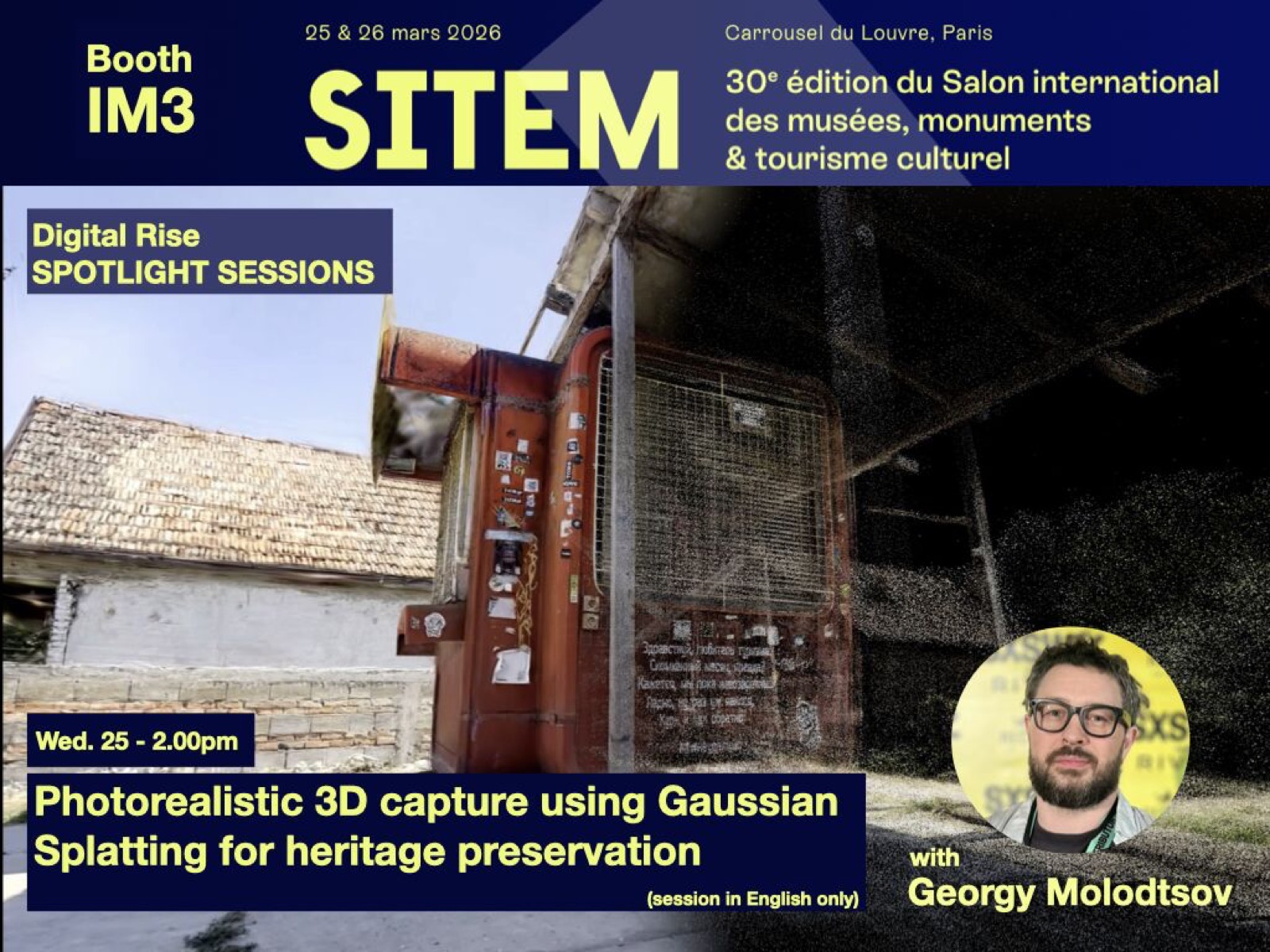 SITEM 2026 poster for Photorealistic 3D capture using Gaussian Splatting for heritage preservation