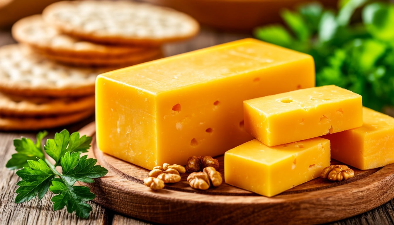 Крупный план сыра с трюфелем на ярком фоне, подчеркивающий его свежесть и аппетитность