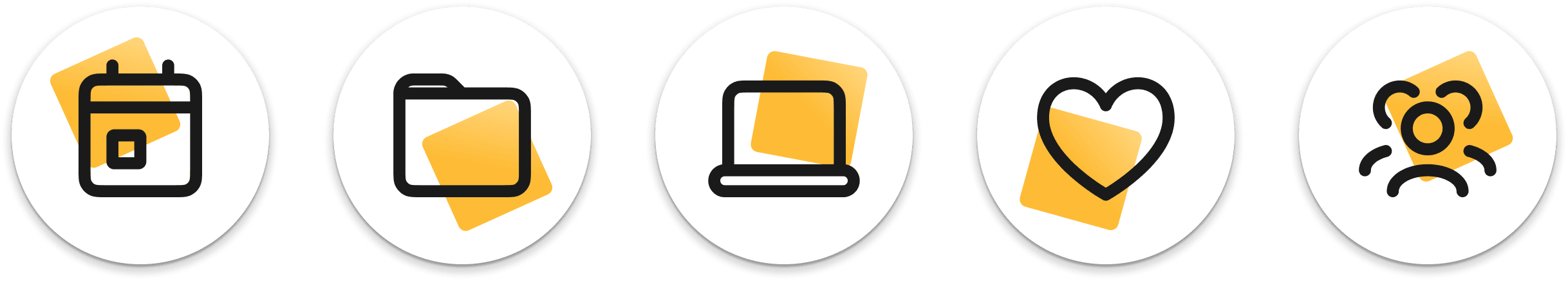 Хайлайты: иконки мероприятий, услуг, кейсов, отзывов, команды.