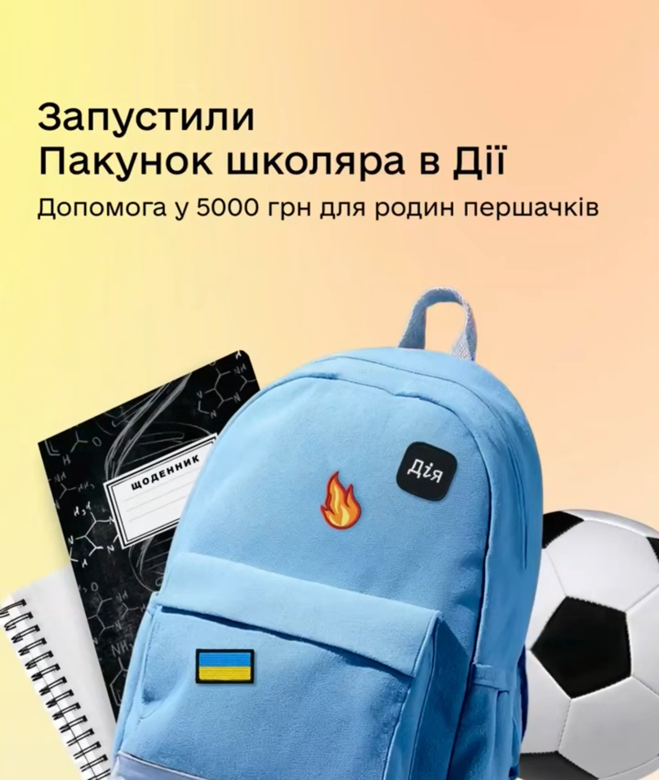 5000 грн отримають першокласники на &quot;Пакунок школяра&quot; через Дію