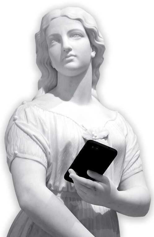античная статуя с телефоном