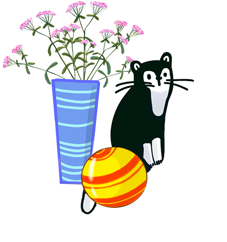 кот с мячиком