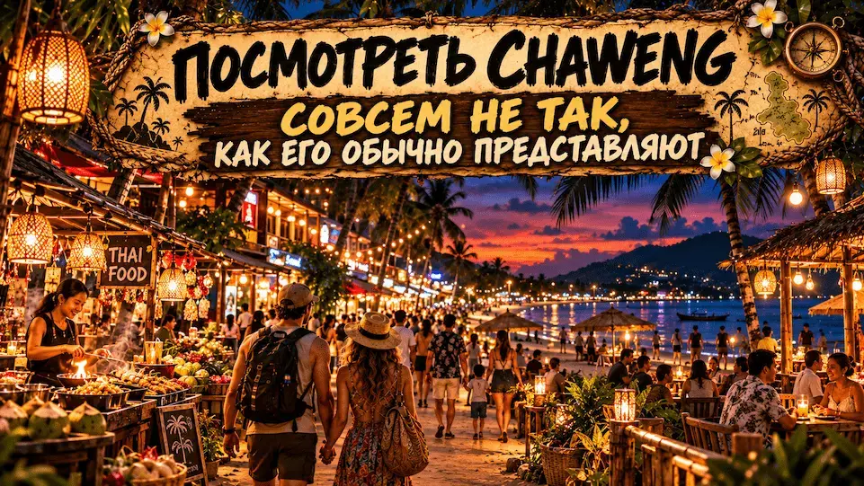 Chaweng вечером — прогулка, ночной рынок и пляж после заката