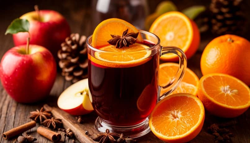 глинтвейн с яблоками и апельсинами