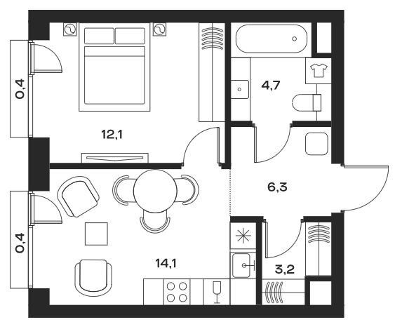 2-комн 51,4 м²